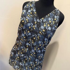 CAbi Blue and Yellow Floral Blouse